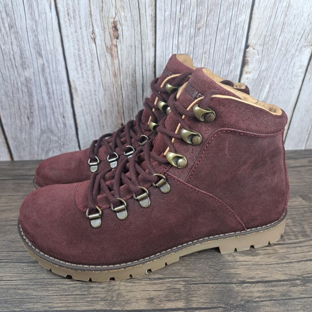 Birkenstock Jackson Hiker Leather Burgundy Lace Up Boots Women's Sz 7 N (VGC)